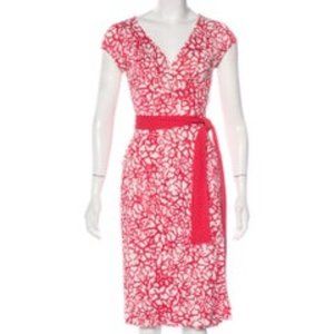 Red Diane von Furstenberg Silk Wrap Dress Size 6